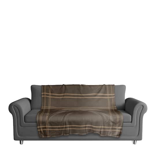 Brown Plaid Fall Lines Coral Fleece Blanket